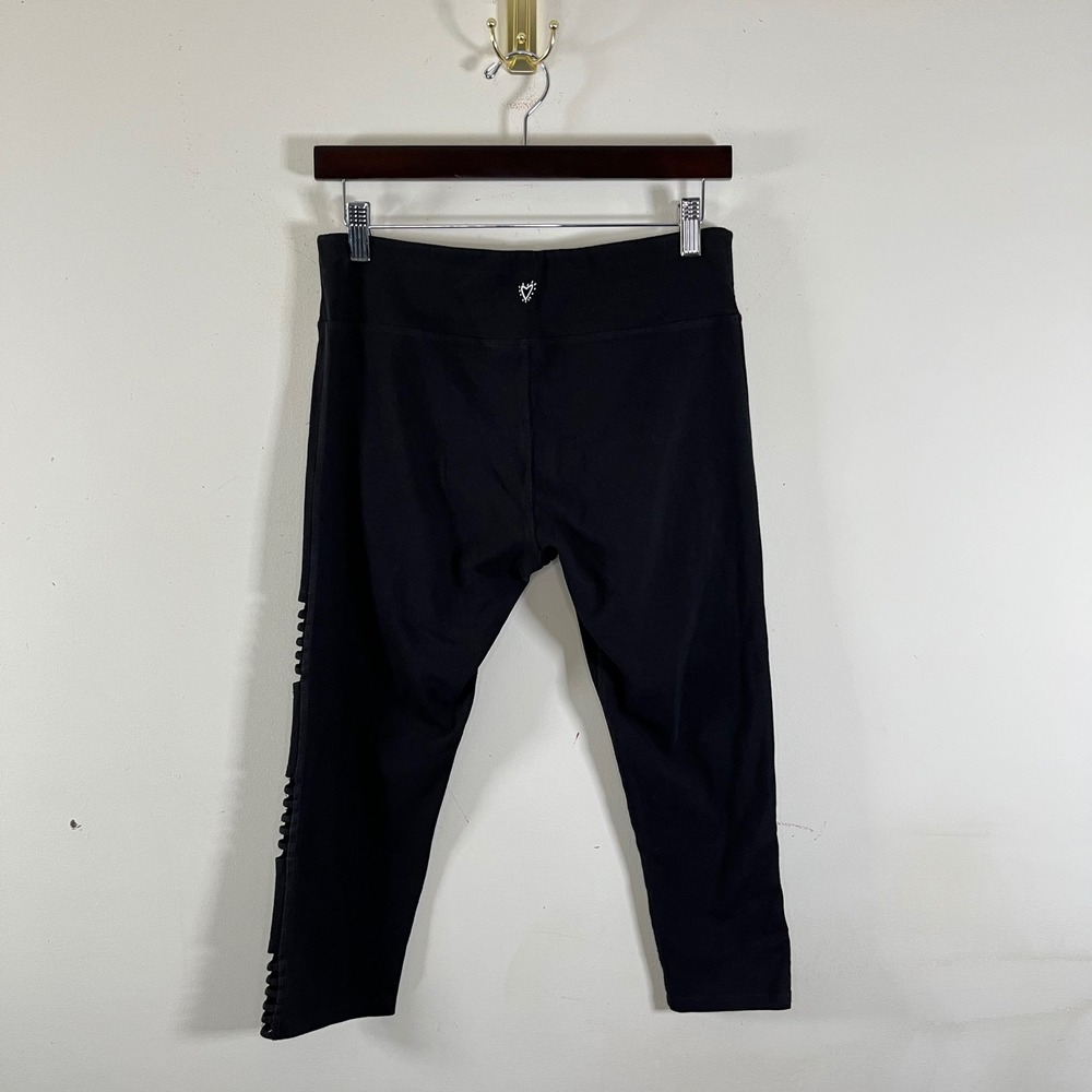 Betsey Johnson Performance Capris Leggings Y2K Activewear Lattice Cutout Large